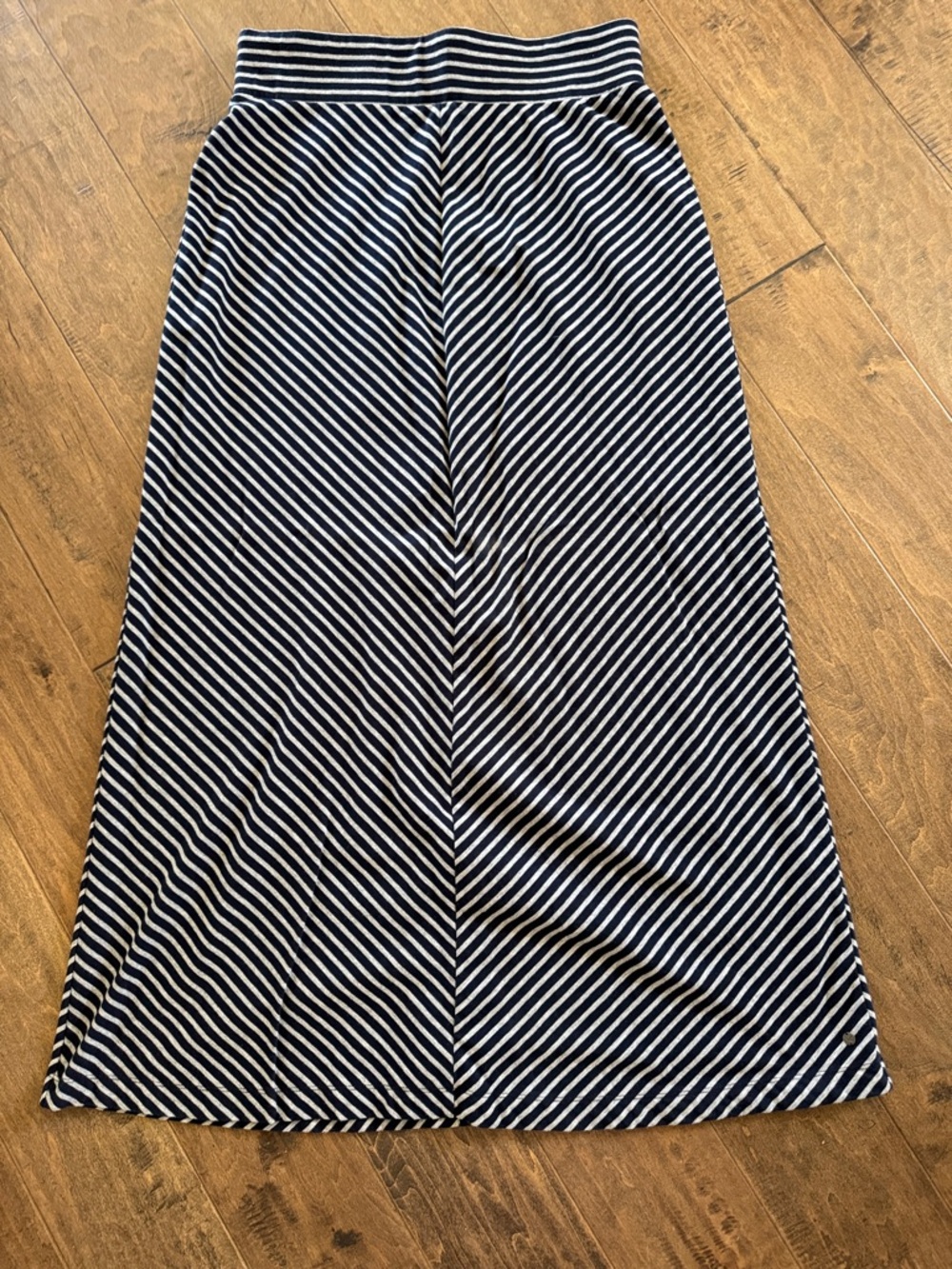 Eddie Bauer Navy & Gray Diagonal Stripe Maxi Skirt